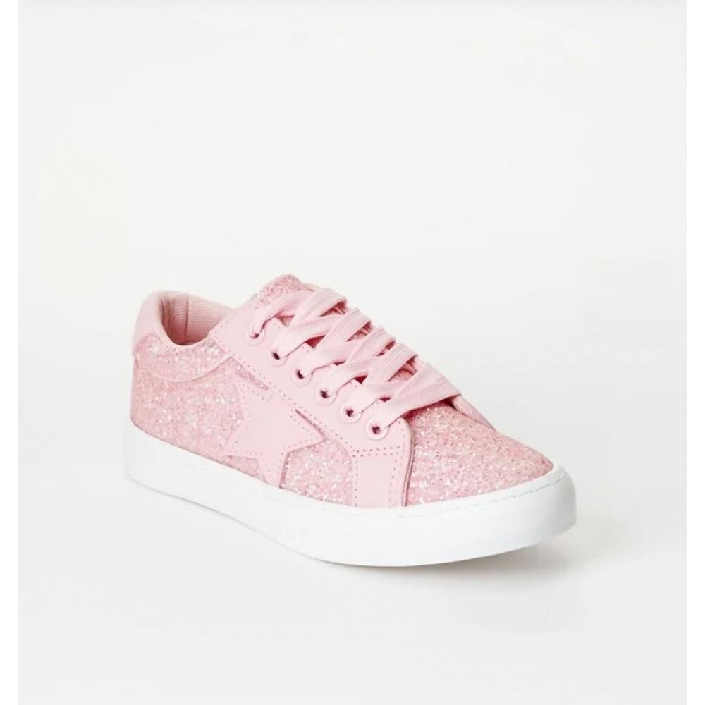 FabKids Pink Glitter Star Sneakers - Toddler Size 8